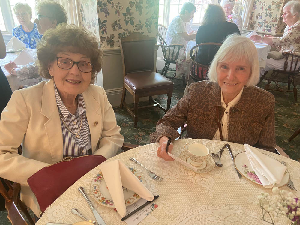 two seniors enjoying lunch